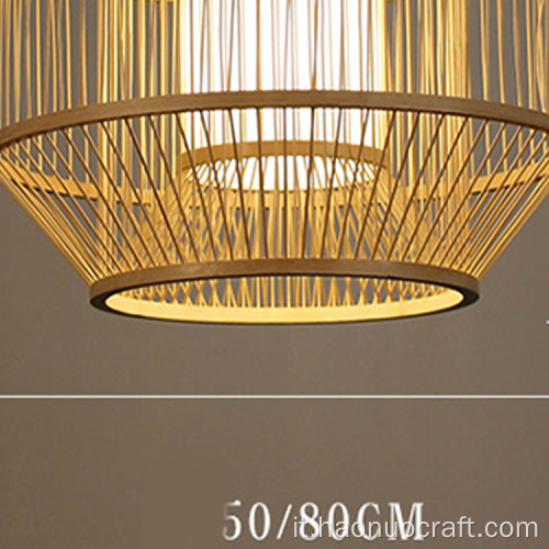 lampada a sospensione in metallo con lampadario da ristorante in bambù